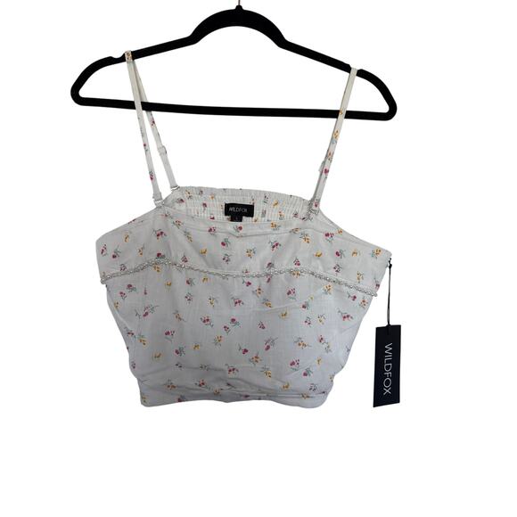 NWT Wildfox Odessa Linen Blend Top in Snow White Floral Ditsy, L - Picture 1 of 9